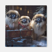Pekingese Kerstfeest Seizoen Magneet (Voorkant)