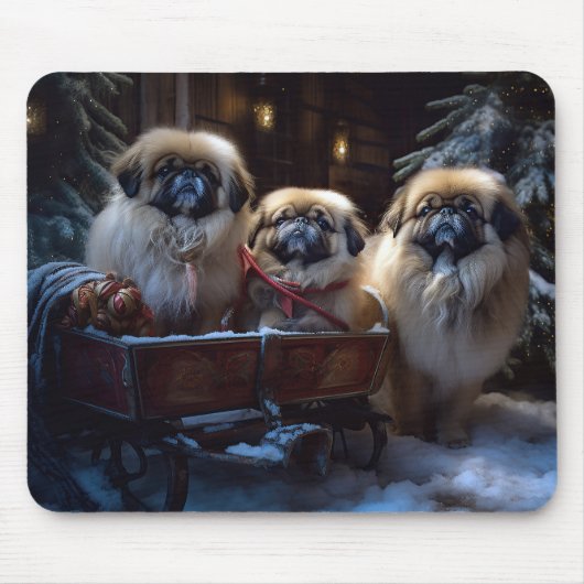 Pekingese Kerstfeest Seizoen Muismat (Voorkant)