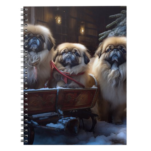 Pekingese Kerstfeest Seizoen Notitieboek (Voorkant)