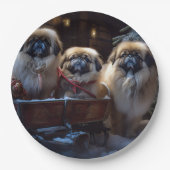 Pekingese Kerstfeest Seizoen Papieren Bordje (Voorkant)