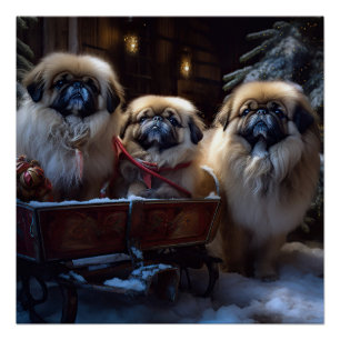 Pekingese Kerstfeest Seizoen Perfect Poster