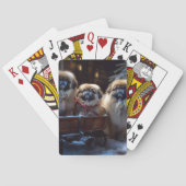 Pekingese Kerstfeest Seizoen Pokerkaarten (Achterkant)