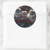 Pekingese Kerstfeest Seizoen Ronde Sticker (Tas)