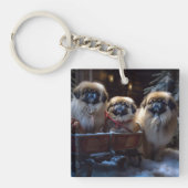 Pekingese Kerstfeest Seizoen Sleutelhanger (Voorkant)