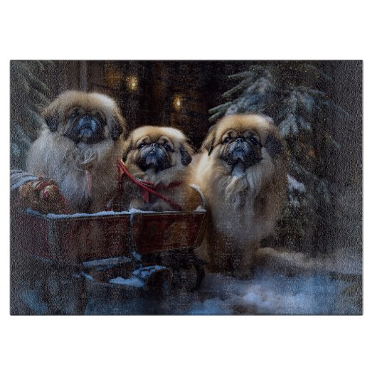 Pekingese Kerstfeest Seizoen Snijplank (Voorkant)