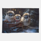 Pekingese Kerstfeest Seizoen Theedoek (Horizontaal)