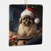 Pekingese Kerstkoekjes Feestelijke vakantie Keramisch Ornament (Rechts)