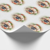 Pekingese kerstkrans feestelijke pup cadeaupapier (Hoek)