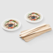 Pekingese kerstkrans feestelijke pup handwaaier (Niet-gemonteerd)