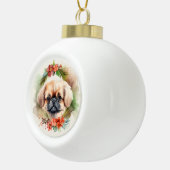 Pekingese kerstkrans feestelijke pup keramische bal ornament (Rechts)