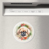 Pekingese kerstkrans feestelijke pup magneet (Insitu (Vaatwasser))