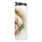 Pekingese kerstkrans feestelijke pup thermosbeker (Geroteerd rechts)