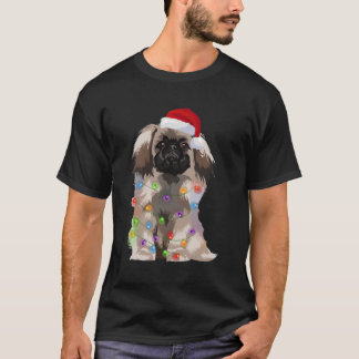 Pekingese kerstlampjes Hondenliefhebber Santa Ha T-shirt