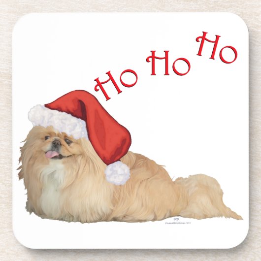 Pekingese Kerstman Bier Onderzetter (Voorkant)