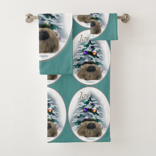 Pekingese Kerstmis Bad Handdoek (Insitu)