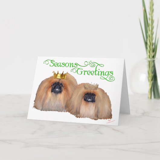 Pekingese Kerstmis Feestdagen Kaart (Voorkant)