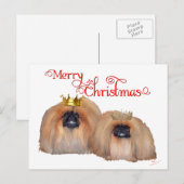 Pekingese Kerstmis Feestdagenkaart (Voorkant / Achterkant)