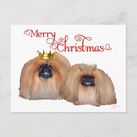 Pekingese Kerstmis Feestdagenkaart (Voorkant)
