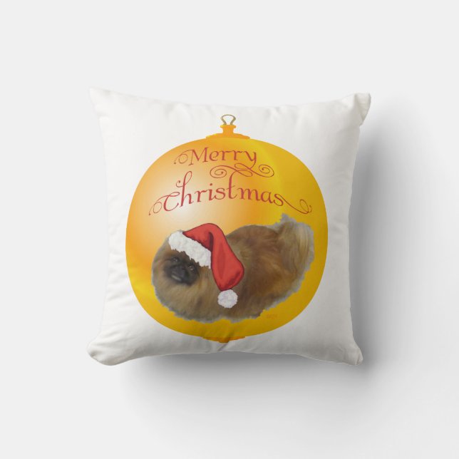 Pekingese Kerstmis Kussen (Voorkant)