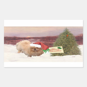 Pekingese Kerstmis Rechthoekige Sticker