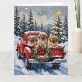 Pekingese Kerstmis Rode Truck Vakantie Kaart (Voorkant)
