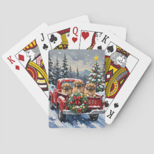 Pekingese Kerstmis Rode Truck Vakantie Pokerkaarten