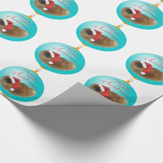 Pekingese kerstversiering cadeaupapier (Hoek)