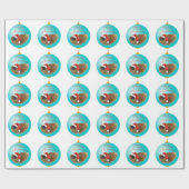 Pekingese kerstversiering cadeaupapier (Vlak)