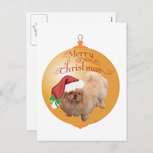 Pekingese kerstversiering feestdagenkaart (Voorkant / Achterkant)