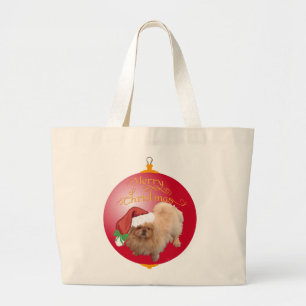 Pekingese kerstversiering grote tote bag