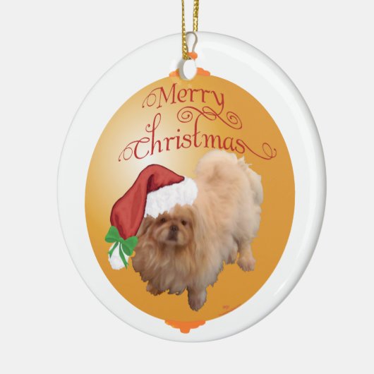 Pekingese kerstversiering keramisch ornament (Links)