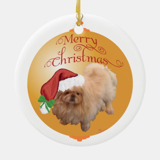 Pekingese kerstversiering keramisch ornament (Achterkant)