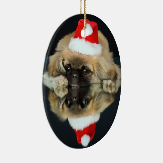 Pekingese-kerstversiering Keramisch Ornament (Rechts)