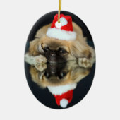 Pekingese-kerstversiering Keramisch Ornament (Voorkant)