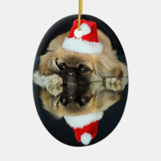 Pekingese-kerstversiering Keramisch Ornament (Voorkant)