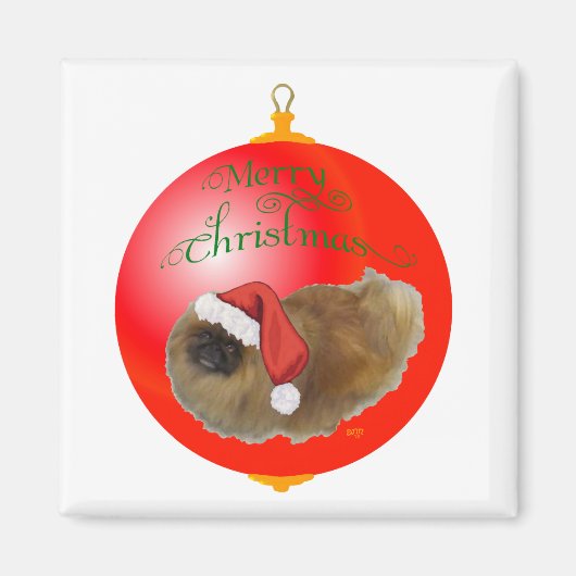 Pekingese kerstversiering magneet (Voorkant)