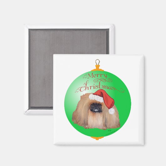 Pekingese kerstversiering magneet (Voorkant / Achterkant)