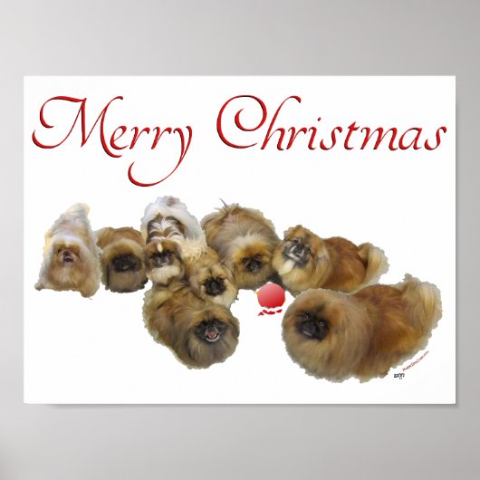 Pekingese kerstversiering poster (Voorkant)