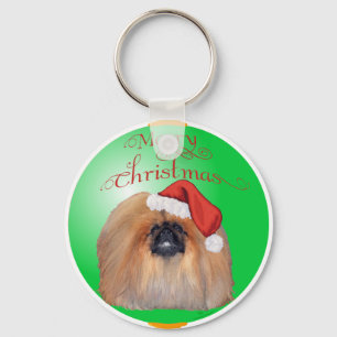 Pekingese kerstversiering sleutelhanger