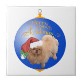 Pekingese kerstversiering tegeltje (Voorkant)