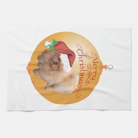 Pekingese kerstversiering theedoek (Horizontaal)