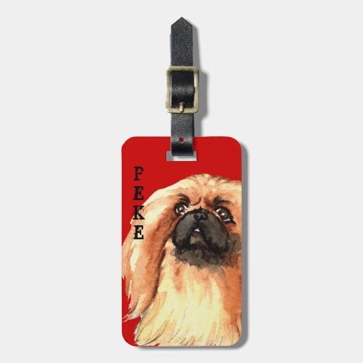 Pekingese kleurenblok bagagelabel (Voorkant verticaal)