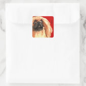Pekingese kleurenblok vierkante sticker (Tas)
