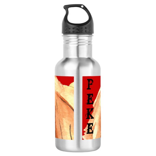 Pekingese kleurenblok waterfles (Achterkant)