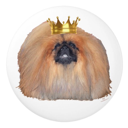 Pekingese Koning Keramische Knop (Voorkant)
