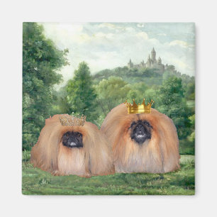 Pekingese Koning & Koningin met Droomkasteel Magneet