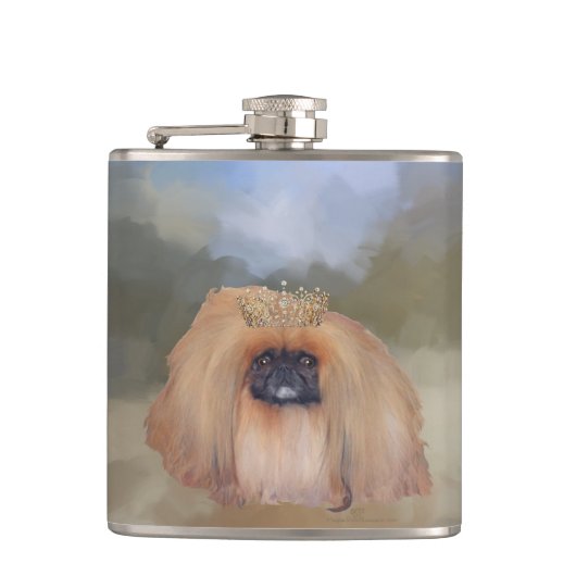 Pekingese Koninklijk Heupfles (Voorkant)