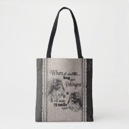 Pekingese kunst wanneer alles mislukt, quote tote bag