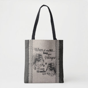 Pekingese kunst wanneer alles mislukt, quote tote bag