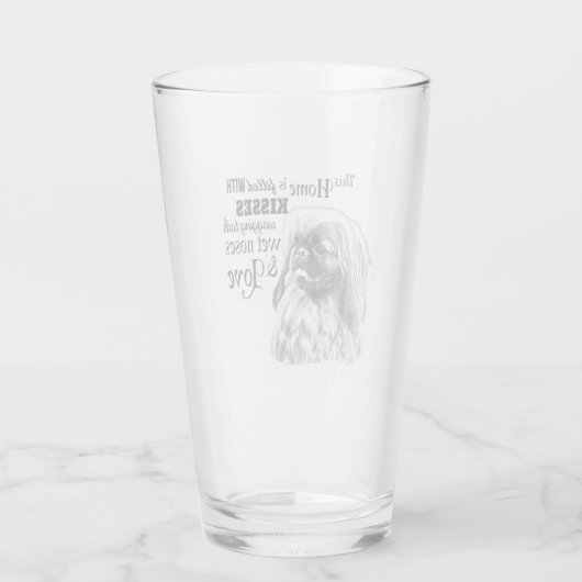 Pekingese kwaadstaarten glas (Achterkant)